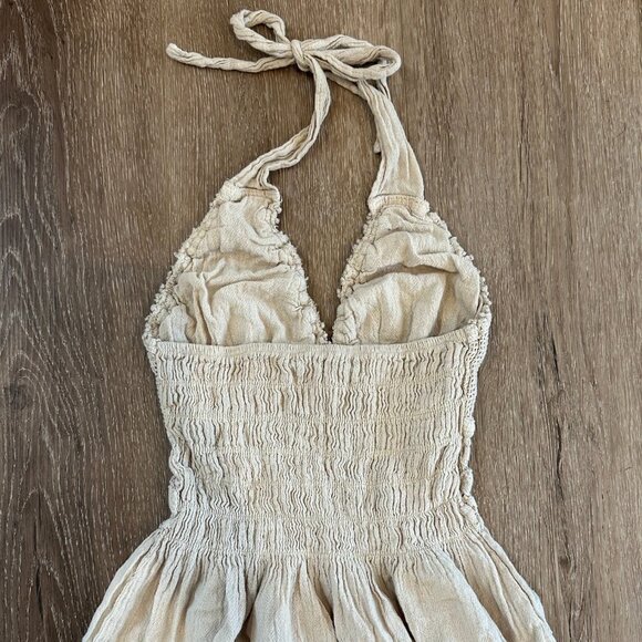 Crochet Boho Beach Halter-neck Cream Tunic Top - Picture 5 of 7